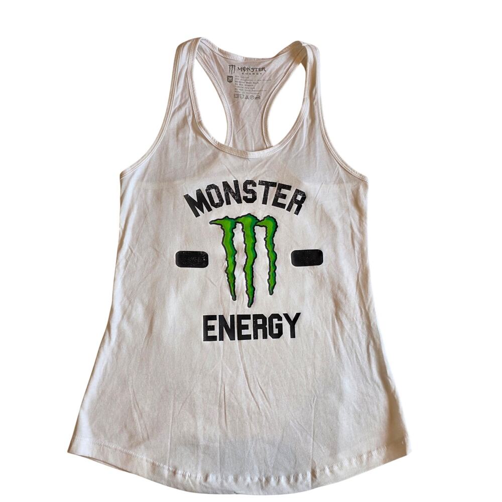 Monster Energy Racerback Tank Top White Graphic Vest Medium